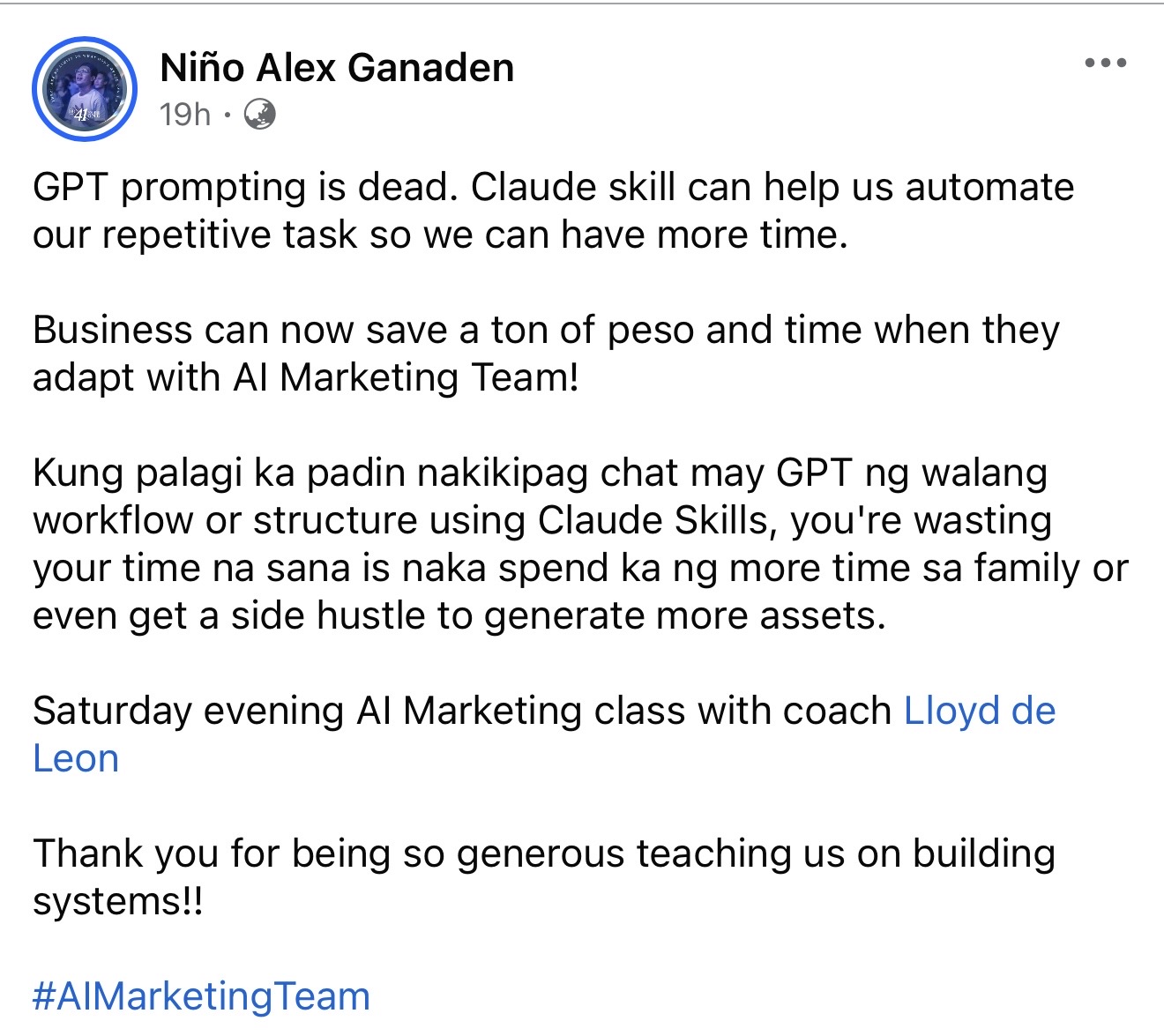 Niño Alex Ganaden on Claude Skills automating marketing