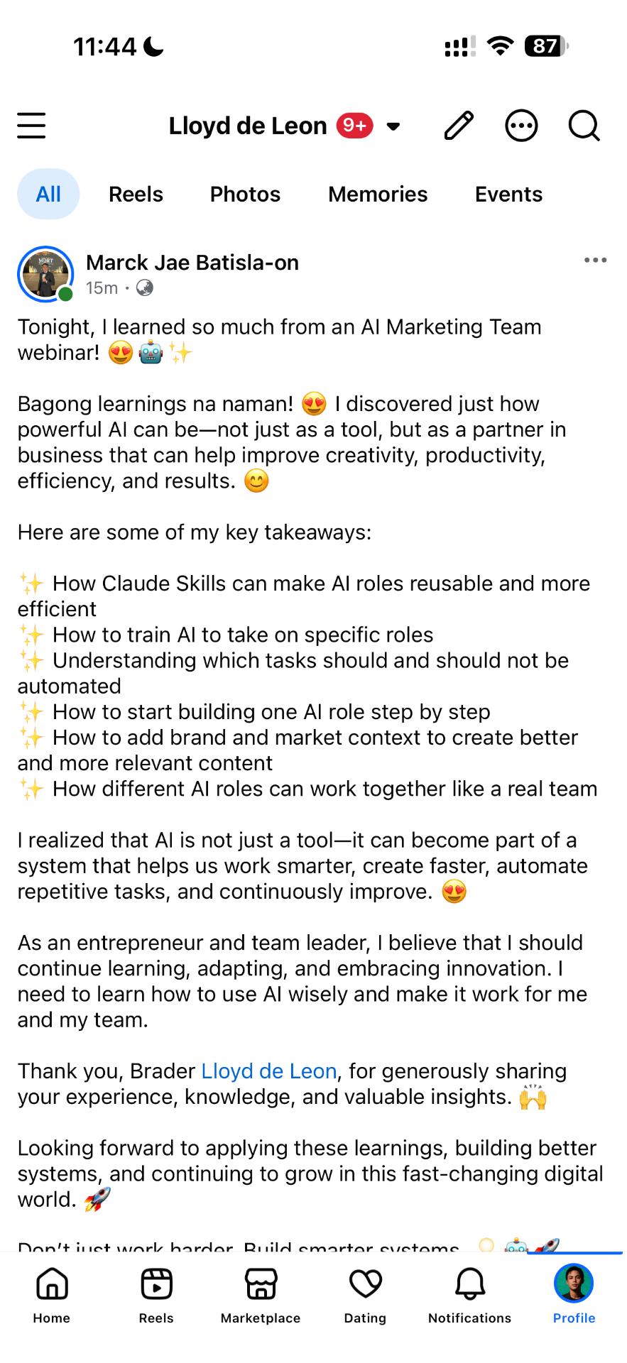 Marck Jae Batisla-on on Claude Skills and AI Marketing Team takeaways